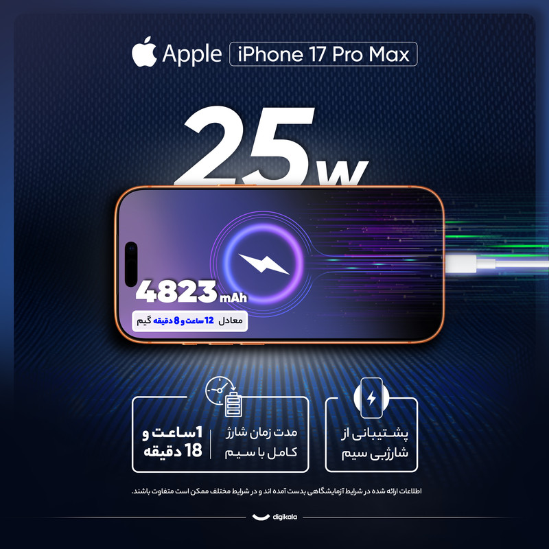 گوشی موبایل اپل مدل iPhone 17 Pro Max ZAA تک سیم کارت + eSim ظرفیت 256 گیگابایت و رم 12 گیگابایت - نات اکتیو