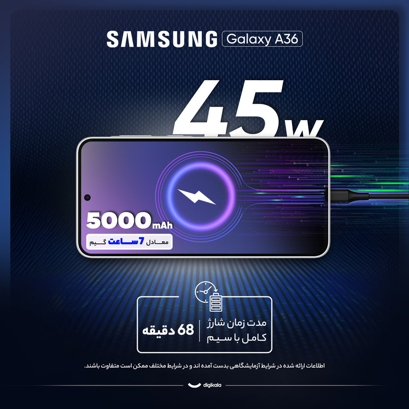 گوشی موبایل سامسونگ مدل Galaxy A36 دو سیم کارت ظرفیت 256 گیگابایت و رم 12 گیگابایت